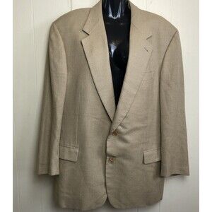 Zanella Italy Two Button Beige Wool Silk Blazer Sport Coat Jacket 42R